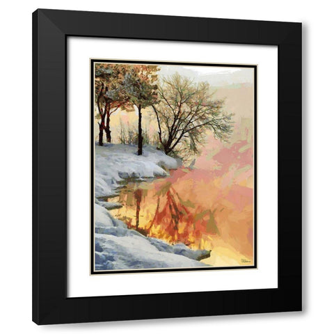 Snow Pond in Winter I Black Modern Wood Framed Art Print with Double Matting by Medeiros, Celito