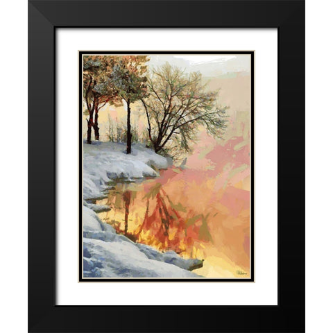 Snow Pond in Winter I Black Modern Wood Framed Art Print with Double Matting by Medeiros, Celito