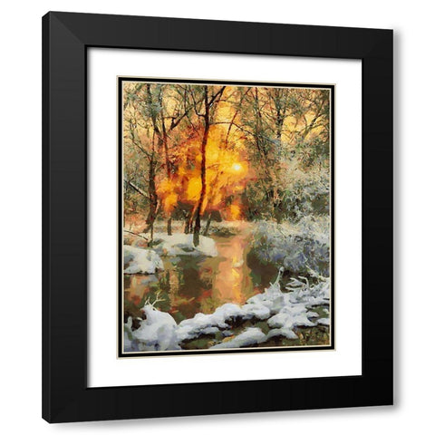 Snow Pond in Winter II Black Modern Wood Framed Art Print with Double Matting by Medeiros, Celito