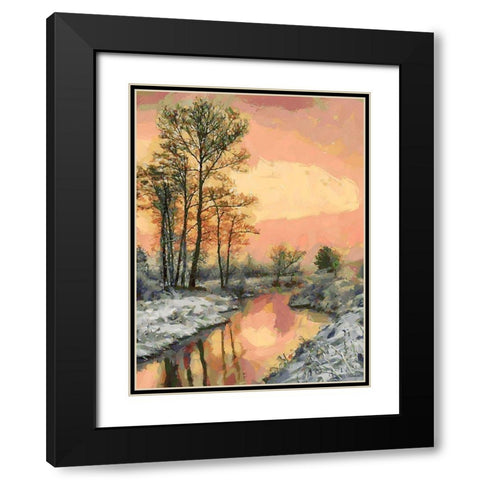Snow Pond in Winter III Black Modern Wood Framed Art Print with Double Matting by Medeiros, Celito
