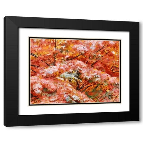 Autumn Leaves Black Modern Wood Framed Art Print with Double Matting by Medeiros, Celito