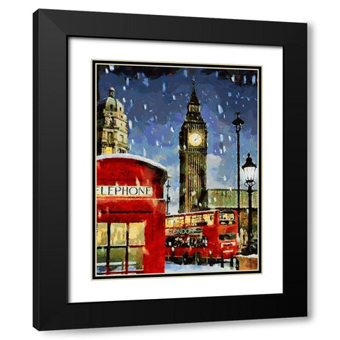 London in Red Black Modern Wood Framed Art Print with Double Matting by Medeiros, Celito