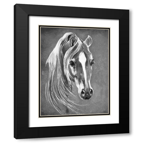 Horse Face BW II Black Modern Wood Framed Art Print with Double Matting by Medeiros, Celito