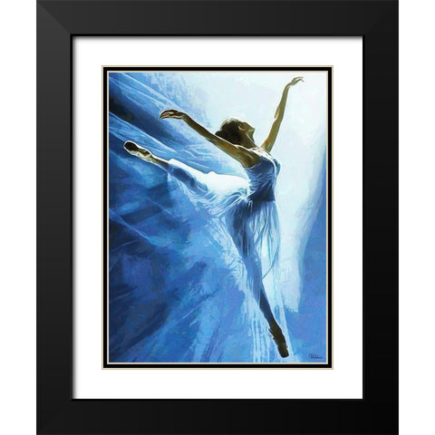 Ballet Dancer in blue Black Modern Wood Framed Art Print with Double Matting by Medeiros, Celito
