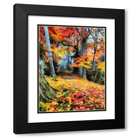 Autumn Way I Black Modern Wood Framed Art Print with Double Matting by Medeiros, Celito