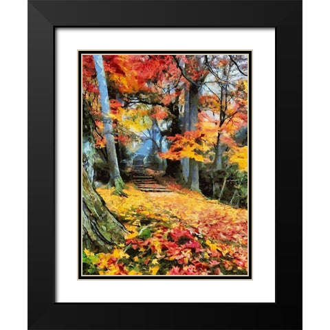 Autumn Way I Black Modern Wood Framed Art Print with Double Matting by Medeiros, Celito