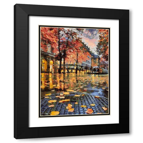 Tram in Autumn Black Modern Wood Framed Art Print with Double Matting by Medeiros, Celito