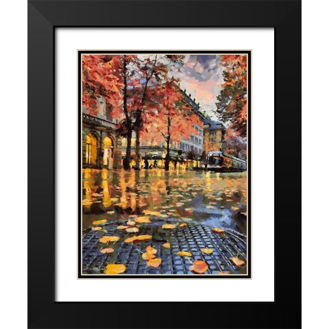 Tram in Autumn Black Modern Wood Framed Art Print with Double Matting by Medeiros, Celito