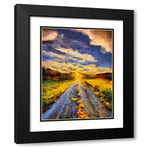 Sunset Road Black Modern Wood Framed Art Print with Double Matting by Medeiros, Celito