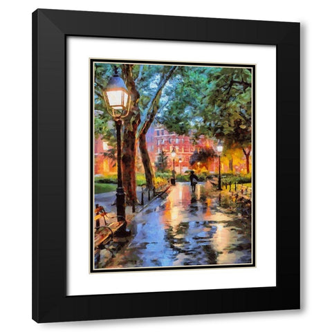 Evening in the Park Black Modern Wood Framed Art Print with Double Matting by Medeiros, Celito