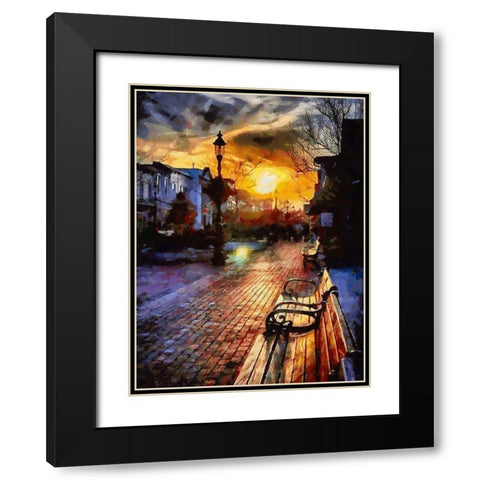 Bench by Sunset Black Modern Wood Framed Art Print with Double Matting by Medeiros, Celito
