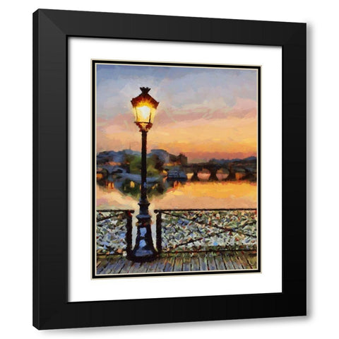 Bridge View with Lamp Black Modern Wood Framed Art Print with Double Matting by Medeiros, Celito