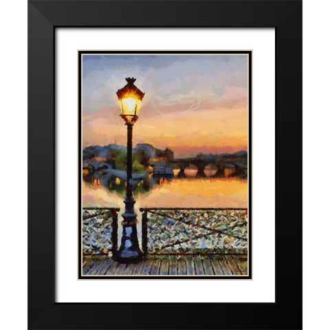 Bridge View with Lamp Black Modern Wood Framed Art Print with Double Matting by Medeiros, Celito