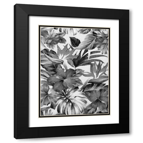 Leaves BW11 Black Modern Wood Framed Art Print with Double Matting by Medeiros, Celito