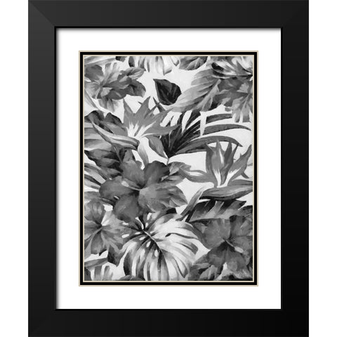Leaves BW11 Black Modern Wood Framed Art Print with Double Matting by Medeiros, Celito