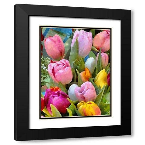 Many Tulips Black Modern Wood Framed Art Print with Double Matting by Medeiros, Celito