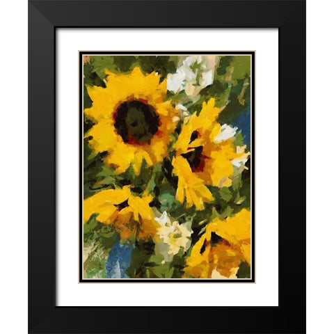 Sunflowers Black Modern Wood Framed Art Print with Double Matting by Medeiros, Celito