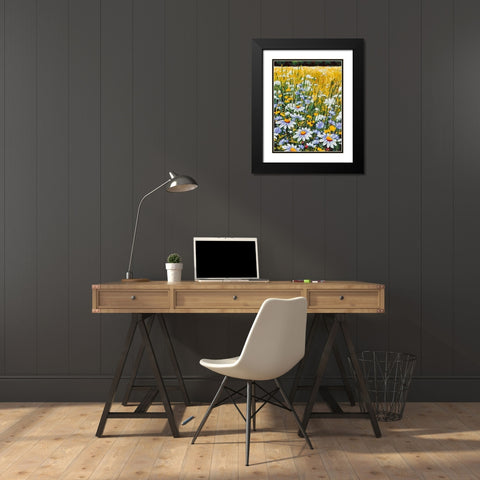 Meadow with Daisies III Black Modern Wood Framed Art Print with Double Matting by Medeiros, Celito
