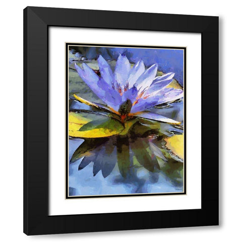 Purple Watterlilly Black Modern Wood Framed Art Print with Double Matting by Medeiros, Celito