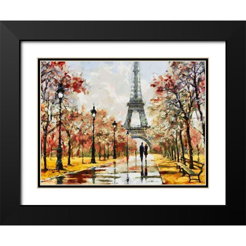 A Walk in Paris Black Modern Wood Framed Art Print with Double Matting by Medeiros, Celito
