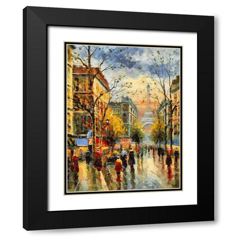 Eiffel Tower from Distance Black Modern Wood Framed Art Print with Double Matting by Medeiros, Celito