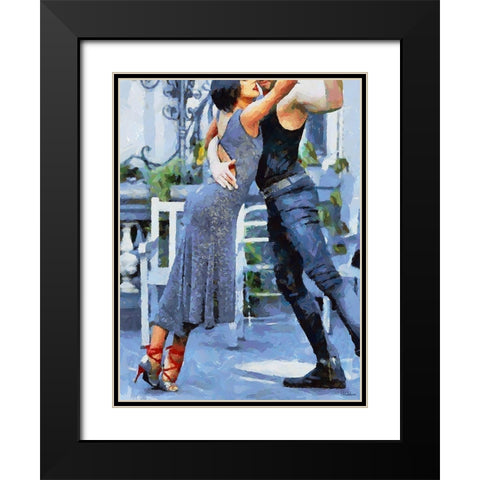 Tango V Black Modern Wood Framed Art Print with Double Matting by Medeiros, Celito