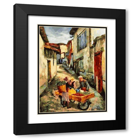 Street Vendor Black Modern Wood Framed Art Print with Double Matting by Medeiros, Celito