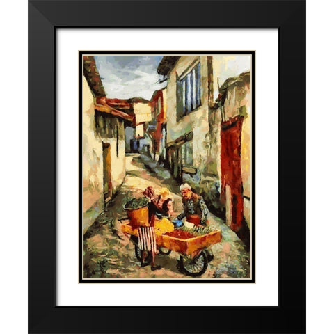 Street Vendor Black Modern Wood Framed Art Print with Double Matting by Medeiros, Celito