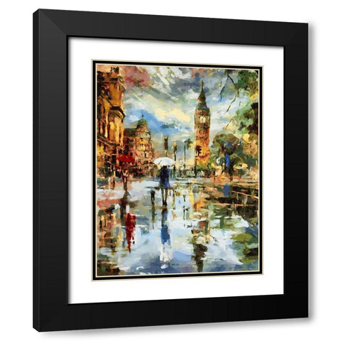 London Variations IV Black Modern Wood Framed Art Print with Double Matting by Medeiros, Celito