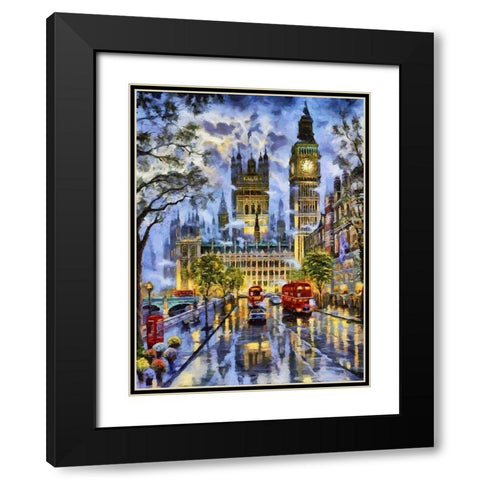 London Variations V Black Modern Wood Framed Art Print with Double Matting by Medeiros, Celito