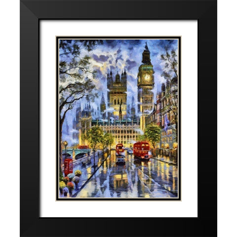 London Variations V Black Modern Wood Framed Art Print with Double Matting by Medeiros, Celito