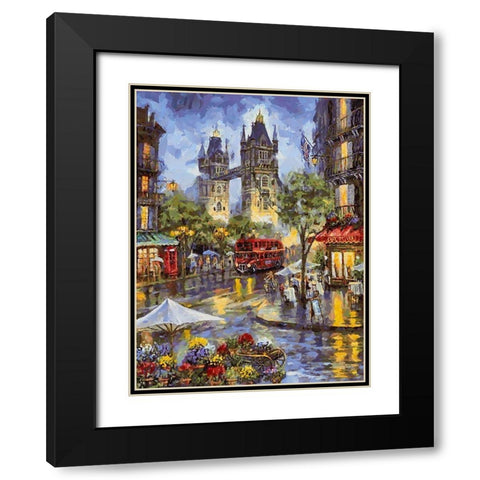 London Variations VII Black Modern Wood Framed Art Print with Double Matting by Medeiros, Celito