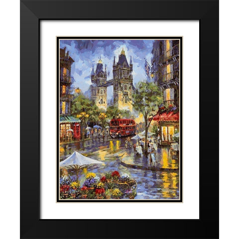 London Variations VII Black Modern Wood Framed Art Print with Double Matting by Medeiros, Celito