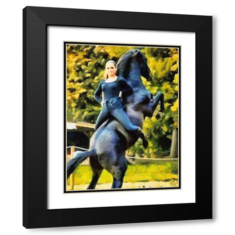 Acrobatics on Horseback Black Modern Wood Framed Art Print with Double Matting by Medeiros, Celito