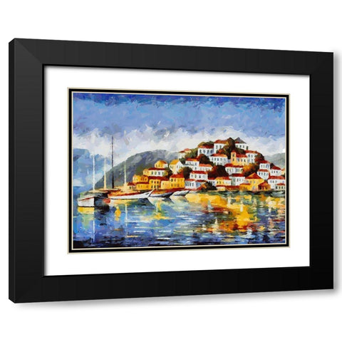City is reflected in Blue Lake II Black Modern Wood Framed Art Print with Double Matting by Medeiros, Celito