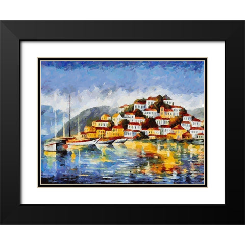 City is reflected in Blue Lake II Black Modern Wood Framed Art Print with Double Matting by Medeiros, Celito