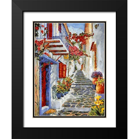 Memories of Santorini III Black Modern Wood Framed Art Print with Double Matting by Medeiros, Celito
