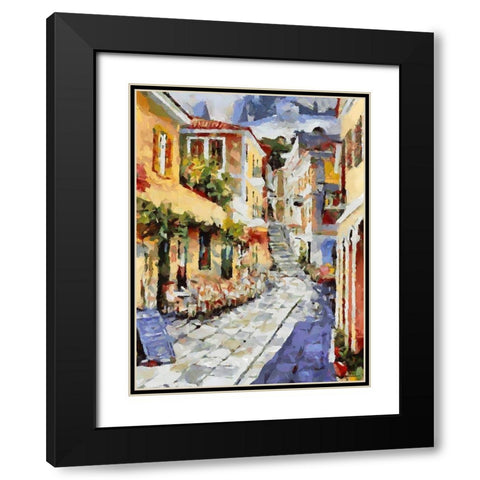 Memories of Santorini V Black Modern Wood Framed Art Print with Double Matting by Medeiros, Celito