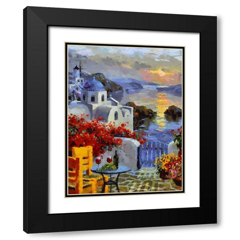 Memories of Santorini VI Black Modern Wood Framed Art Print with Double Matting by Medeiros, Celito