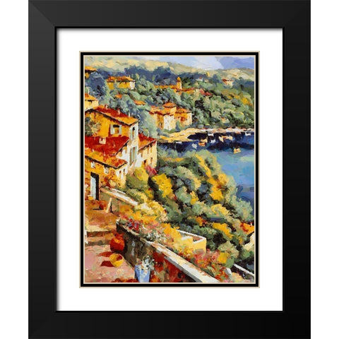 Coast in Italy Black Modern Wood Framed Art Print with Double Matting by Medeiros, Celito