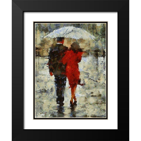 Under Umbrella I Black Modern Wood Framed Art Print with Double Matting by Medeiros, Celito