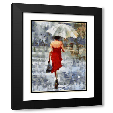 Under Umbrella III Black Modern Wood Framed Art Print with Double Matting by Medeiros, Celito