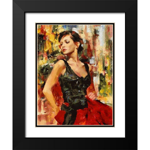 Girl dancing Tango I Black Modern Wood Framed Art Print with Double Matting by Medeiros, Celito