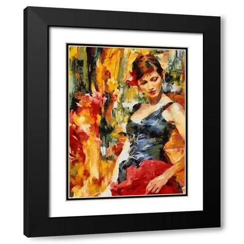 Girl dancing Tango II Black Modern Wood Framed Art Print with Double Matting by Medeiros, Celito