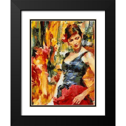 Girl dancing Tango II Black Modern Wood Framed Art Print with Double Matting by Medeiros, Celito