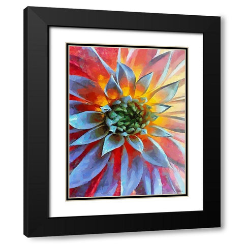Flower in Red II Black Modern Wood Framed Art Print with Double Matting by Medeiros, Celito