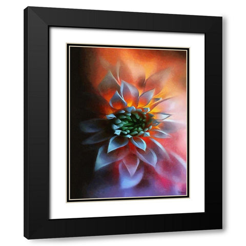 Flower in Red III Black Modern Wood Framed Art Print with Double Matting by Medeiros, Celito