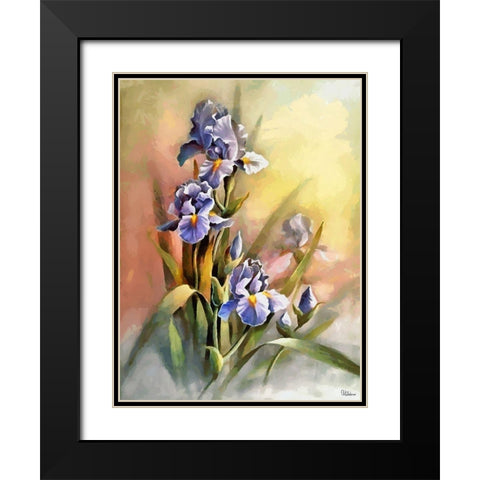 Blue Iris Black Modern Wood Framed Art Print with Double Matting by Medeiros, Celito