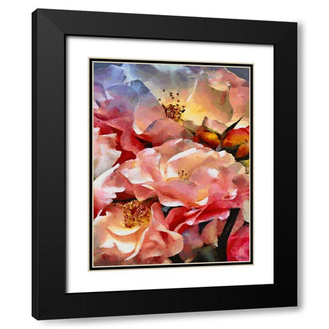 Pink Blossoms Black Modern Wood Framed Art Print with Double Matting by Medeiros, Celito