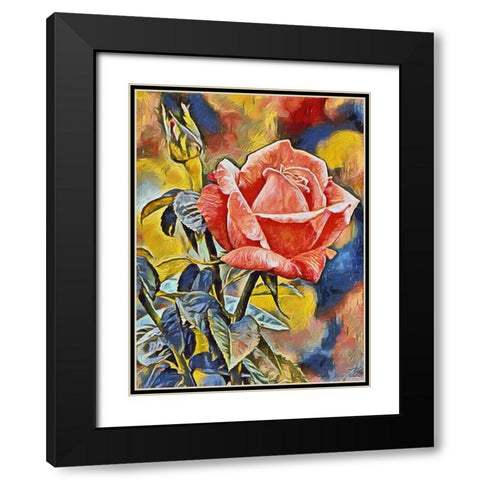 Red Rose Black Modern Wood Framed Art Print with Double Matting by Medeiros, Celito